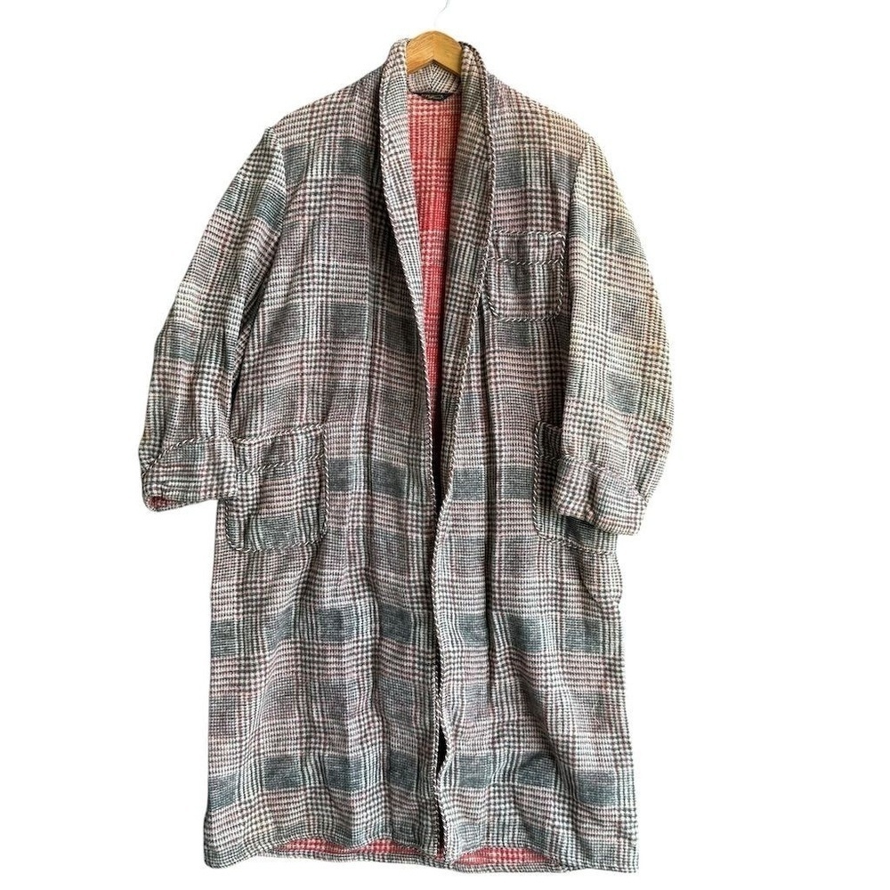 Vtg 30's Beacon Blanket BathRobe  Cozy Soft Plaid Multicolor L UNISEX